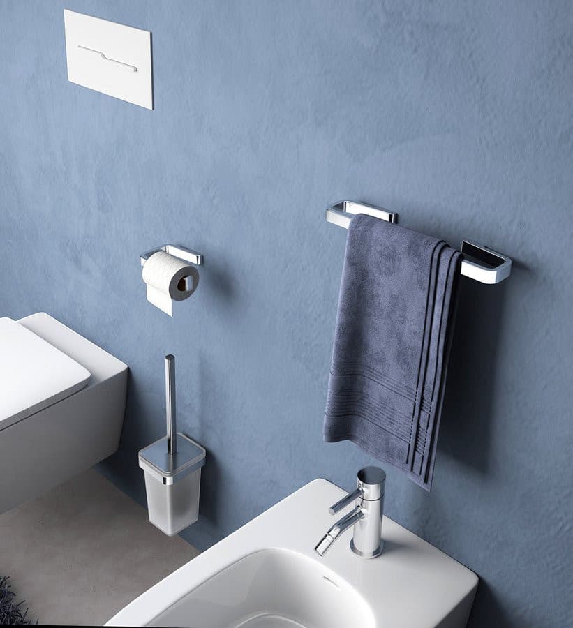 SAMOA szczotka WC wisząca, mleczne szkło, chrom