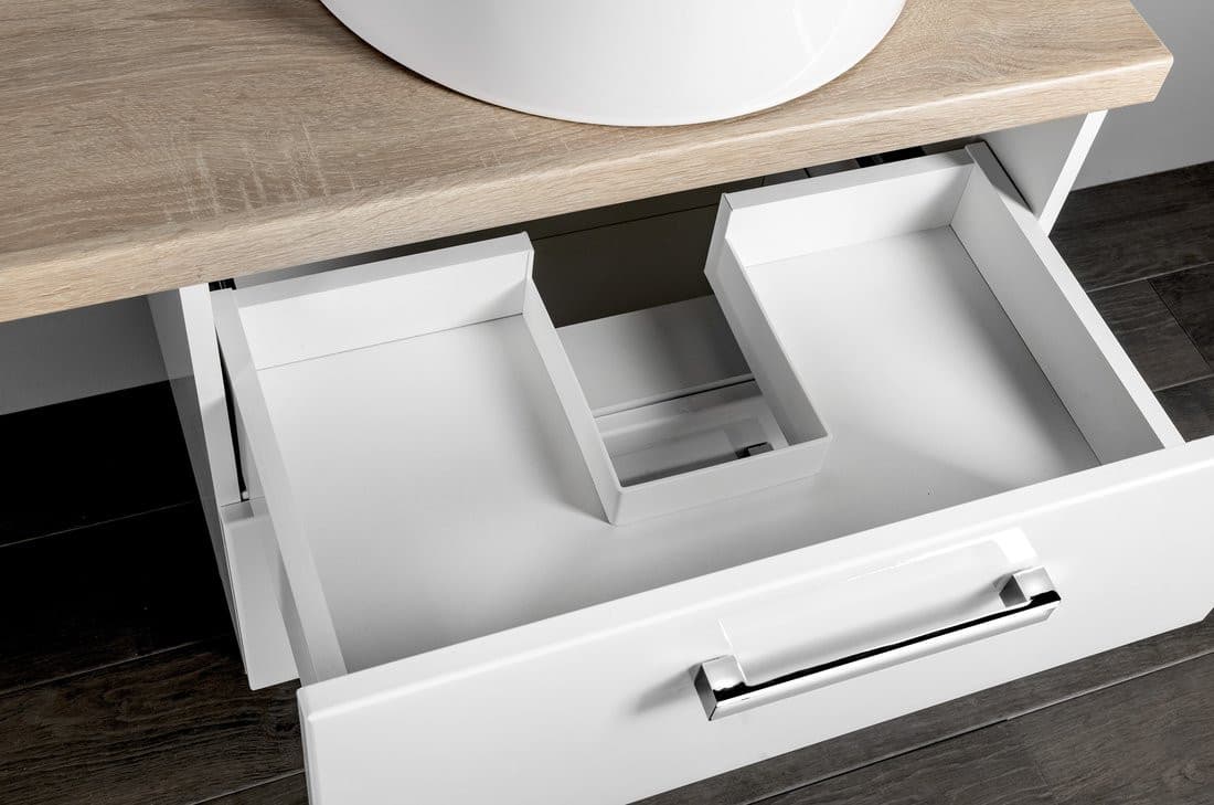 VEGA zestaw do łazienki, szerokość 97,5 cm, biały/dąb platin