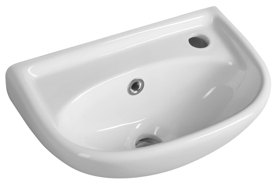 Mała umywalka ceramiczna 40x25cm, półokrągła biała