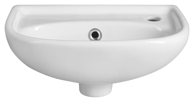 Mała umywalka ceramiczna 40x25cm, półokrągła biała