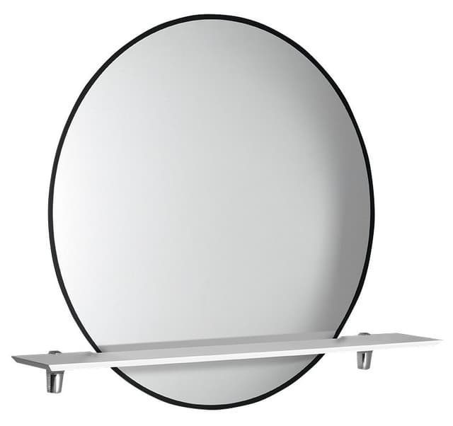Lustro podświetlane SHARON Ø 80cm z półką, czarny mat