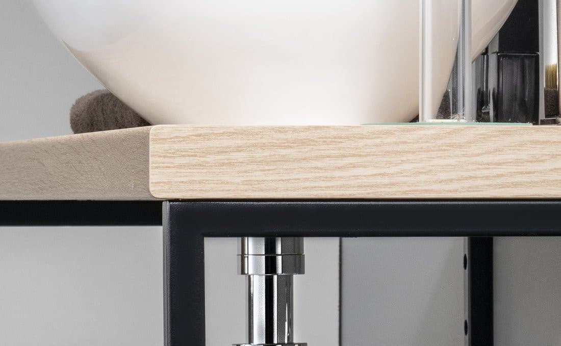 VEGA zestaw łazienkowy z blatem HPL, 97,5 cm, dąb platin