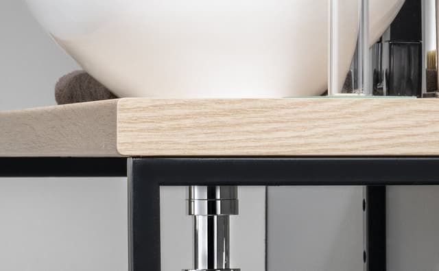 VEGA zestaw łazienkowy z blatem HPL, 97,5 cm, dąb platin