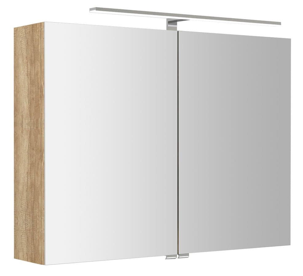 RIWA szafka z LED i lustrem, 81x70x17cm, dąb Alabama