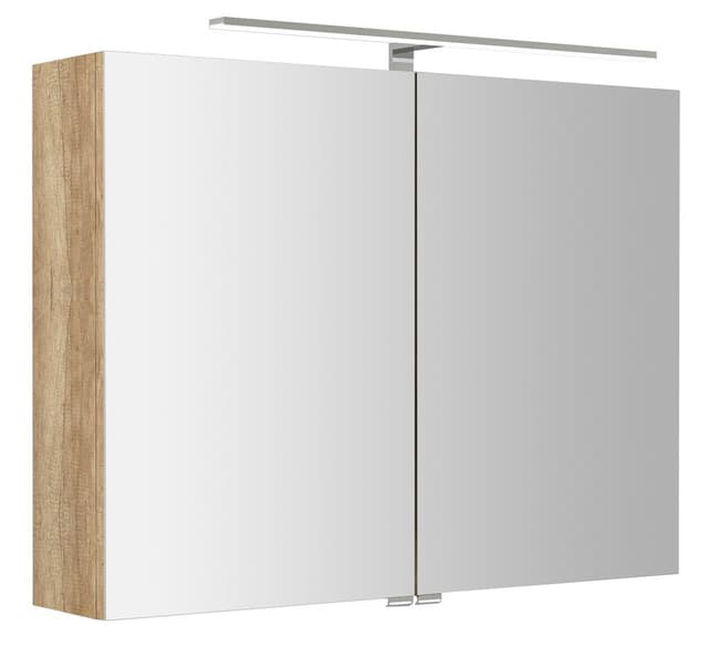 RIWA szafka z LED i lustrem, 81x70x17cm, dąb Alabama