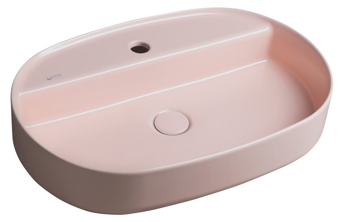 INFINITY OVAL umywalka ceramiczna nablatowa, 60x40cm, salmon