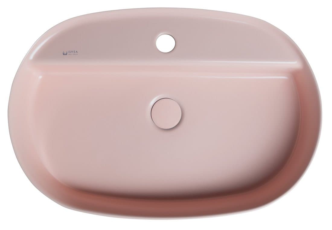 INFINITY OVAL umywalka ceramiczna nablatowa, 60x40cm, salmon