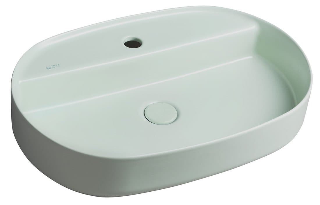 INFINITY OVAL umywalka ceramiczna nablatowa, 60x40cm, mint