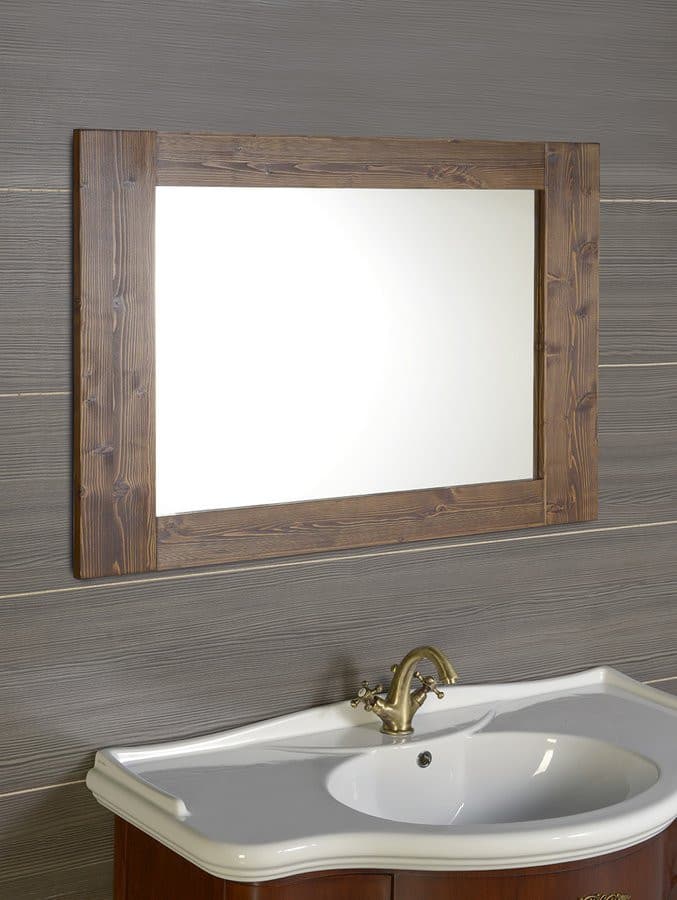 BRAND lustro w drewnianej ramie 1000x800mm, świerk bejcowany