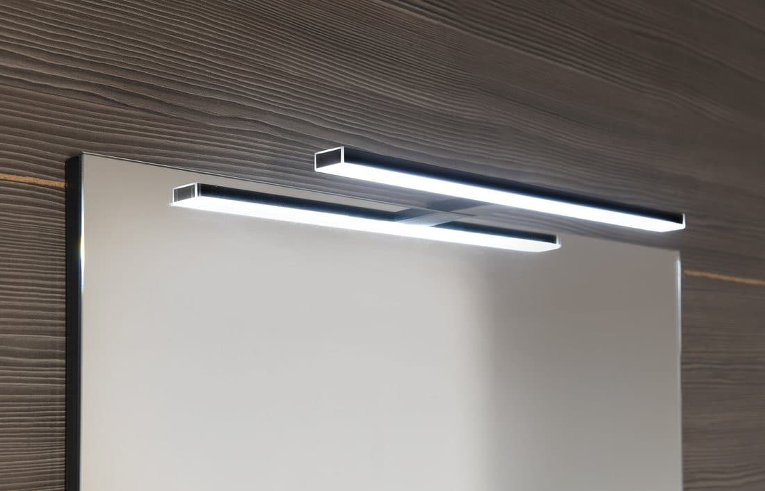 ERUPTA lustro z półką i LED oświetleniem 80x80cm, czarny mat