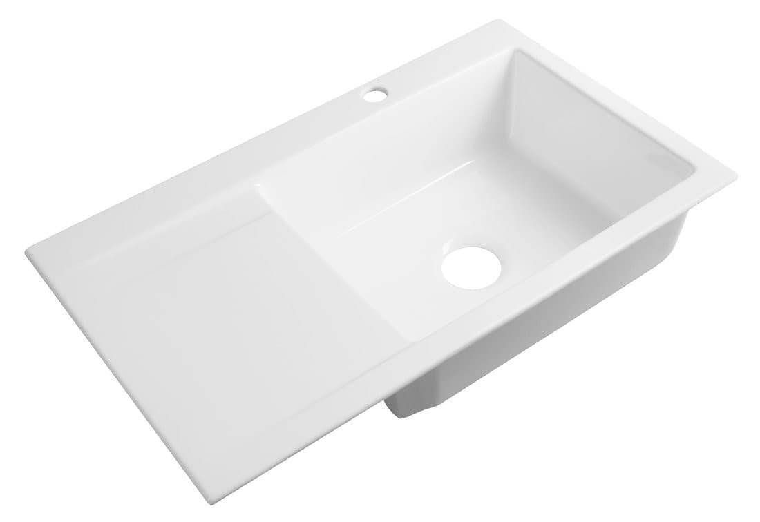 AVORIA zlewozmywak ceramiczny z ociekaczem 86x51 cm, biały