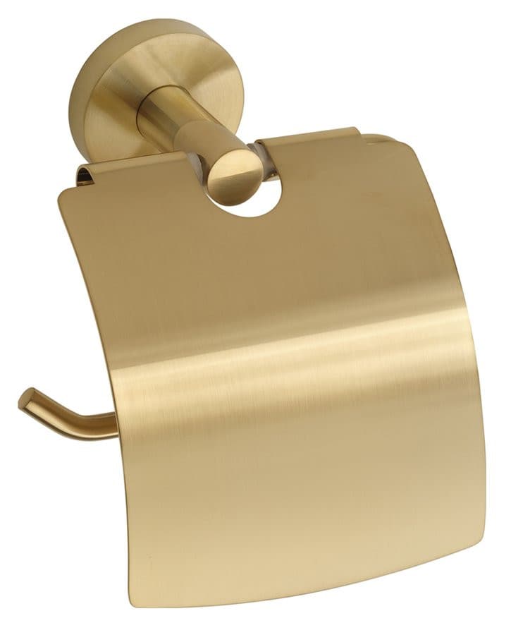 X-ROUND GOLD wieszak na papier toaletowy z pokrywą, złoto mat