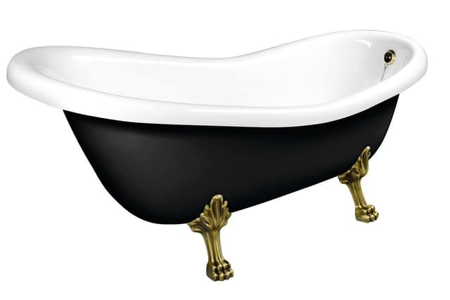 RETRO wanna wolnostojąca 147x69,5x67,5cm, nogi brąz, czarno/biała