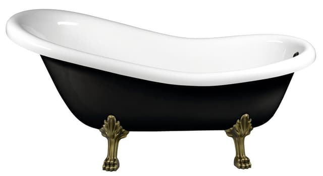 RETRO wanna wolnostojąca 147x69,5x67,5cm, nogi brąz, czarno/biała
