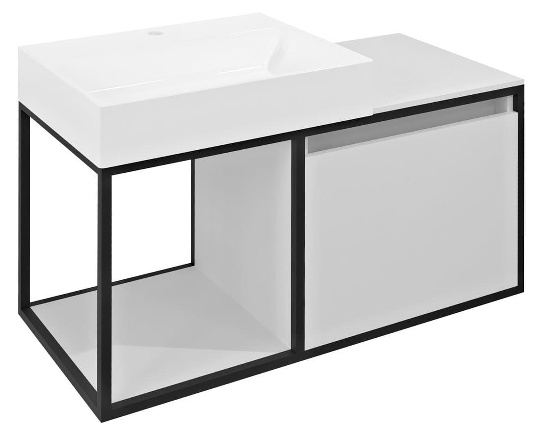 SKARA szafka pod umywalkę 100x49,5x46,5cm, czarny mat/biały mat