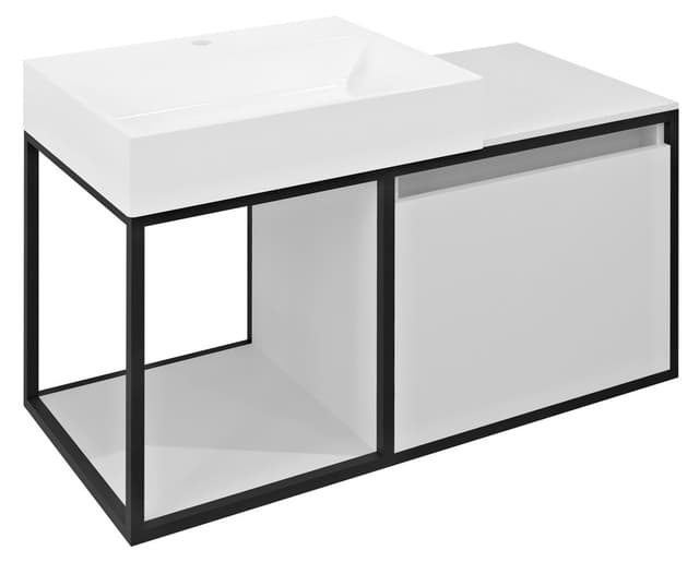 SKARA szafka pod umywalkę 100x49,5x46,5cm, czarny mat/biały mat