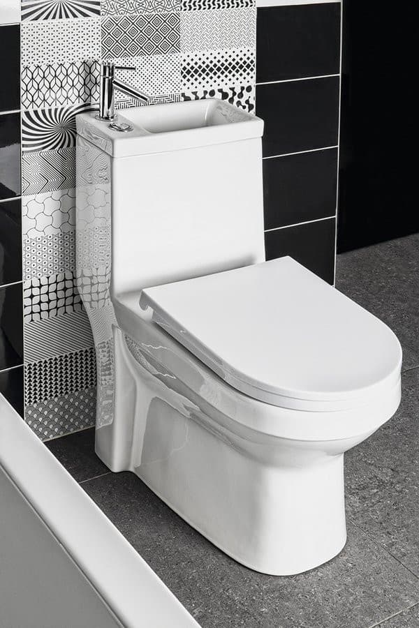 HYGIE kompakt WC z umywalką , odpływ poziomy/pionowy, biały
