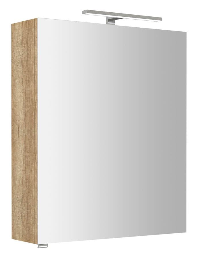 RIWA szafka z lustrem, oświetlenie LED, 60x70x17cm, dąb Alabama