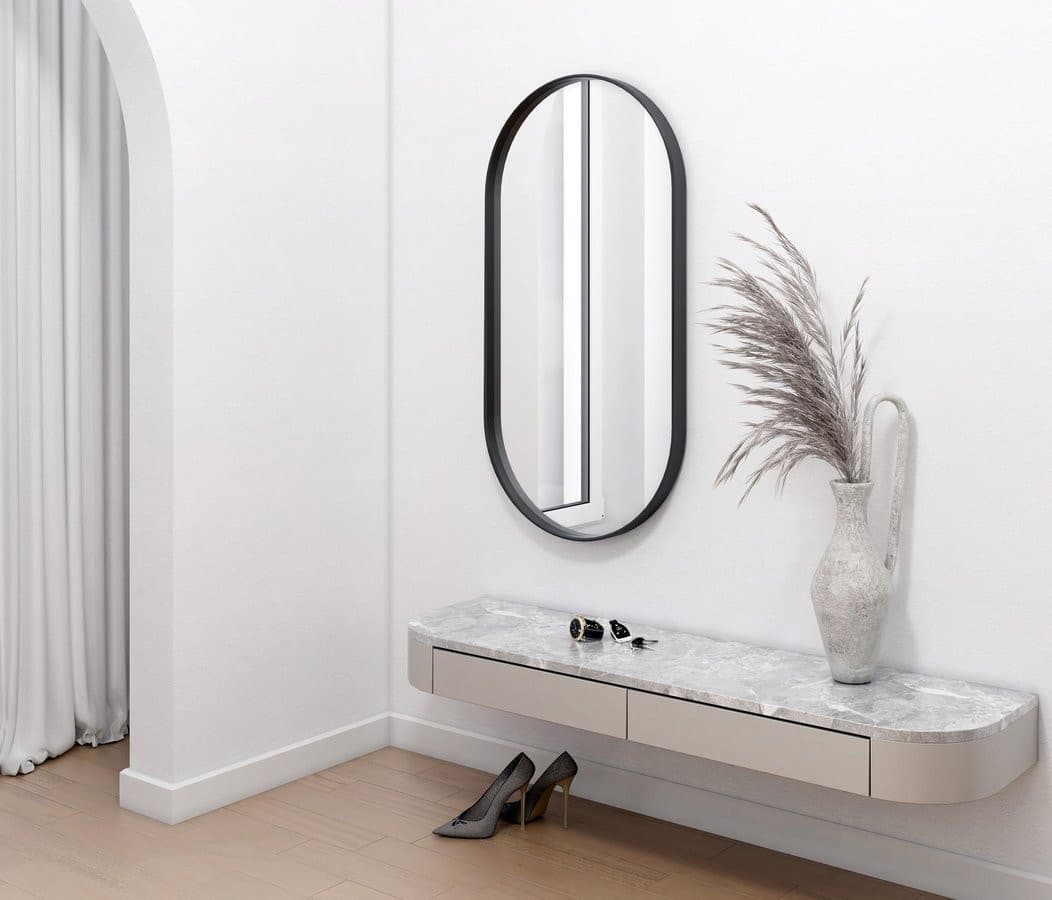 AVONA lustro w ramie owalne 40x70 cm, czarne matowe