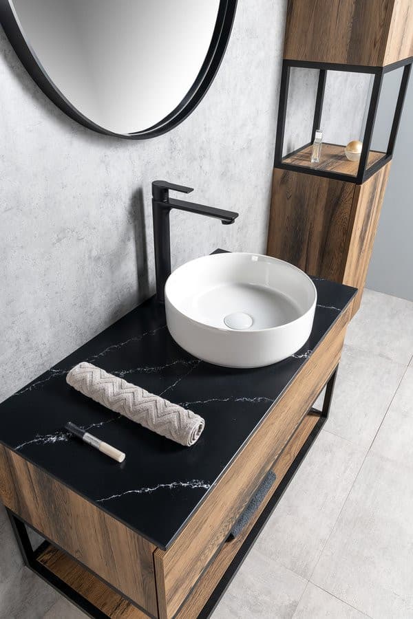 SKARA Rockstone blat 912x12x460mm, czarny mat Black Attica