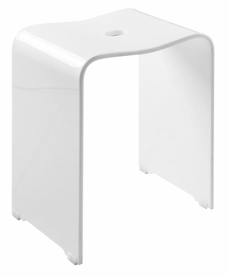 TRENDY taboret łazienkowy kanciasty biały 40x48x27,5cm