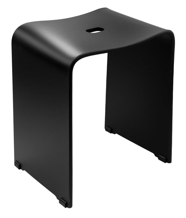 TRENDY taboret łazienkowy kanciaste 40x48x27,5cm, czarny mat