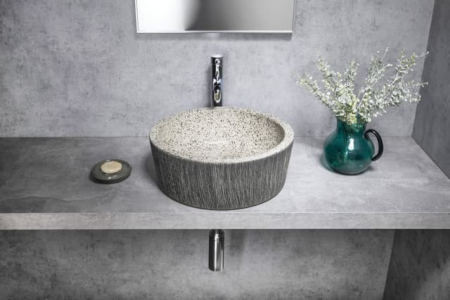 PRIORI umywalka nablatowa ceramiczna Ø 41 cm, granitowa