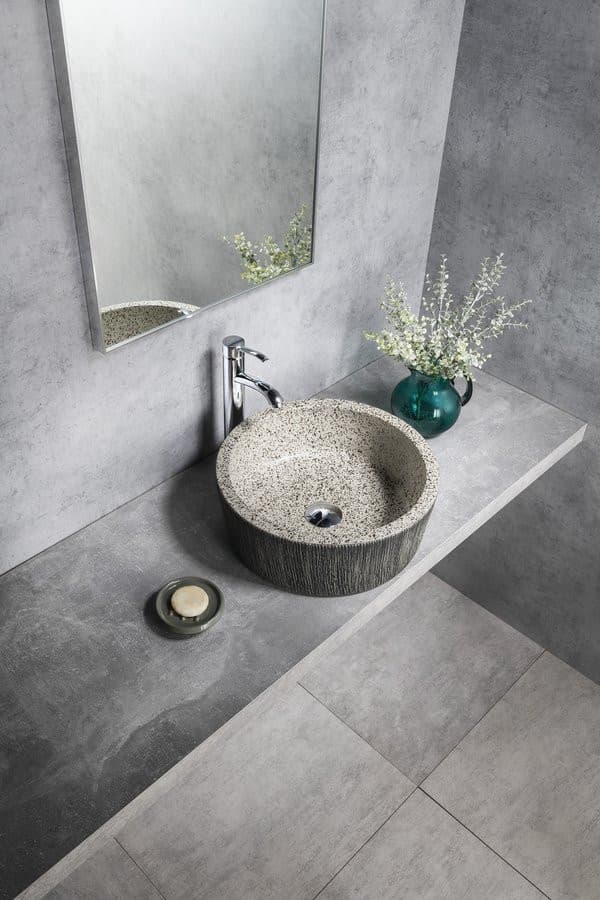 PRIORI umywalka nablatowa ceramiczna Ø 41 cm, granitowa