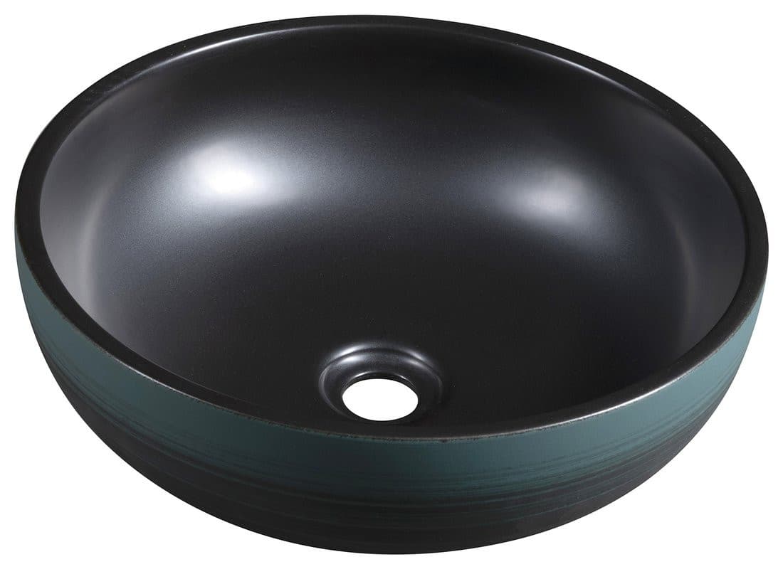PRIORI umywalka ceramiczna nablatowa Ø 41 cm, czarny/zielony
