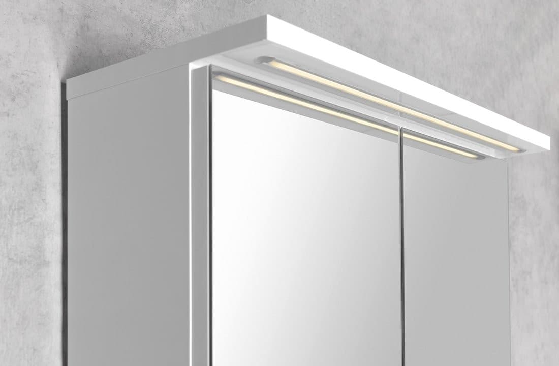 KAWA STRIP szafka łazienkowa z lustrem, oświetlenie LED 60x70x22cm, biały