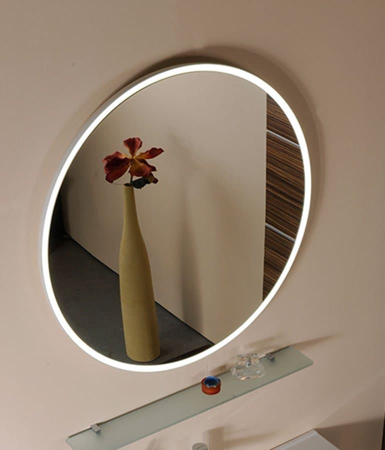 FLOAT lustro z podświetleniem LED, ø 74cm, białe