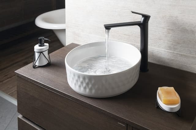 ROMBO umywalka ceramiczna nablatowa, Ø 36cm, biały