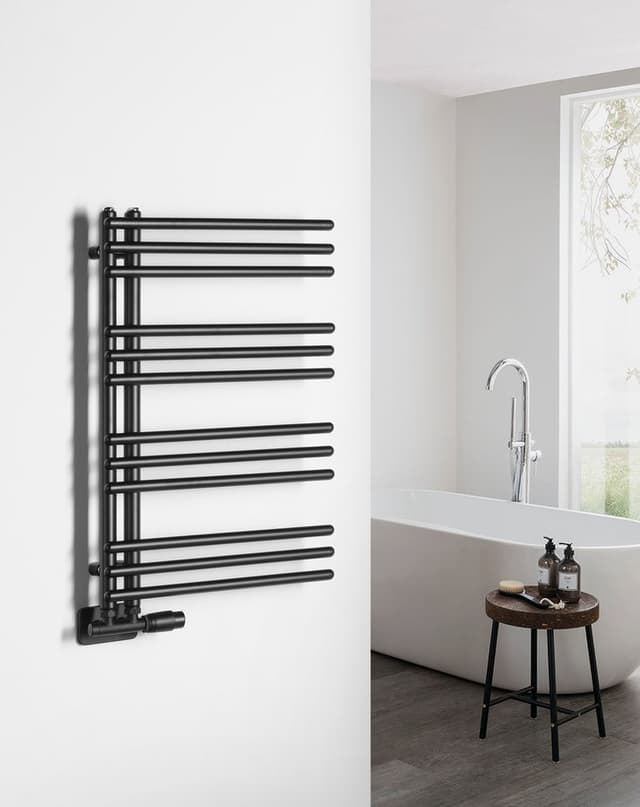 Grzejnik łazienkowy POSEIDON 450x740 mm czarny mat stalowy