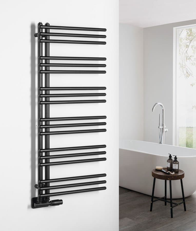 POSEIDON grzejnik łazienkowy 450x1140 mm czarny mat stalowy