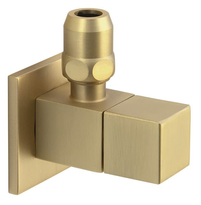 Zawór kątowy z nakrętką,  kwadratowy, 1/2 x 3/8, złoto mat