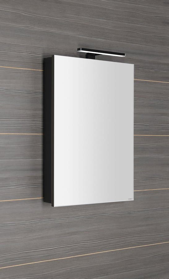 GRETA szafka lustrzana z oświetleniem LED, czarny mat, 50x70x14 cm