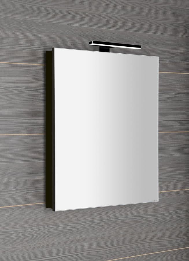 GRETA szafka z lustrem, oświetleniem LED, czarny mat (60x70x14 cm)