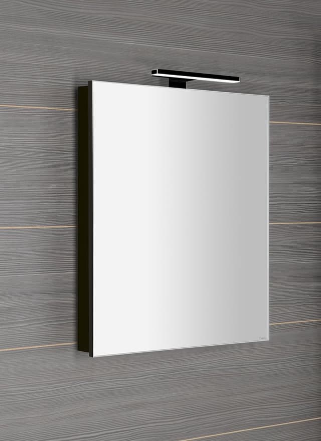 GRETA szafka z lustrem, oświetleniem LED, czarny mat (60x70x14 cm)
