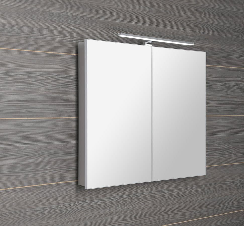 GRETA szafka z lustrem, oświetleniem LED, 81x70x14 cm, biały mat