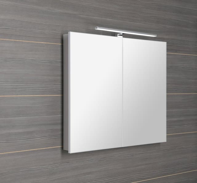 GRETA szafka z lustrem, oświetleniem LED, 81x70x14 cm, biały mat