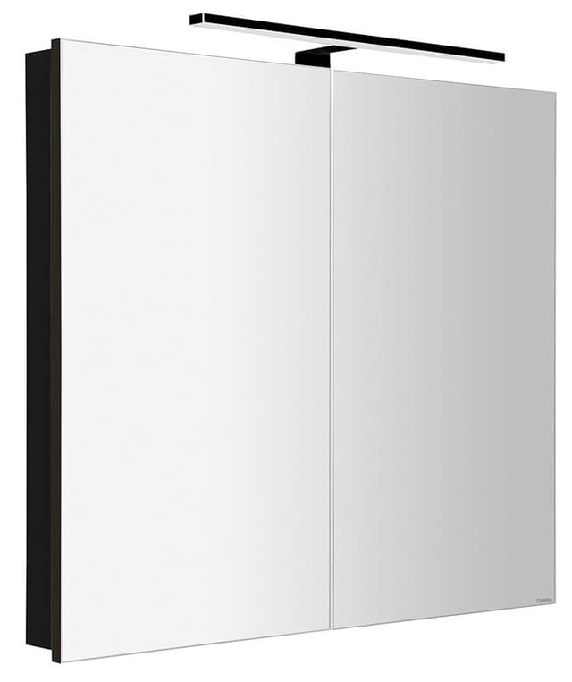 GRETA szafka z lustrem z oświetleniem LED, 81x70x14 cm, czarny mat