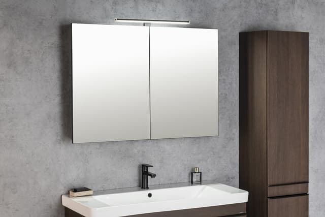 GRETA szafka z lustrem z oświetleniem LED, 81x70x14 cm, czarny mat