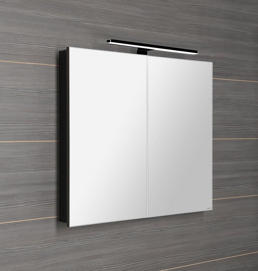 GRETA szafka z lustrem z oświetleniem LED, 81x70x14 cm, czarny mat