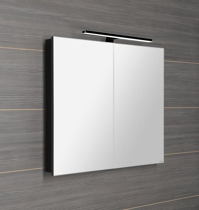 GRETA szafka z lustrem z oświetleniem LED, 81x70x14 cm, czarny mat