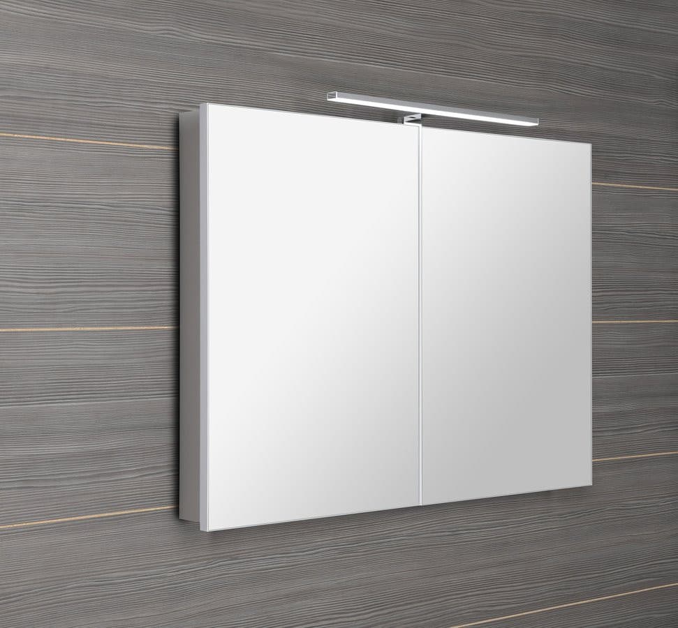 GRETA szafka z lustrem, oświetleniem LED 101x70x14 cm, biały mat