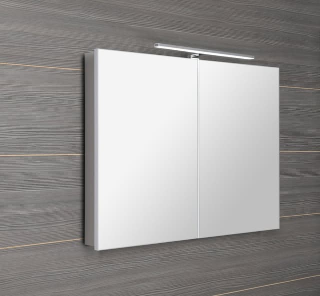 GRETA szafka z lustrem, oświetleniem LED 101x70x14 cm, biały mat