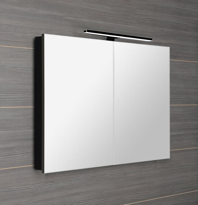 GRETA szafka z lustrem z oświetleniem LED, czarny mat, 101x70x14 cm