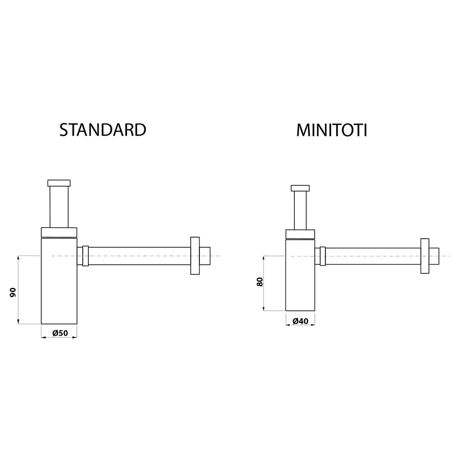 MINITOTI syfon umywalkowy 5/4"-32mm, chrom