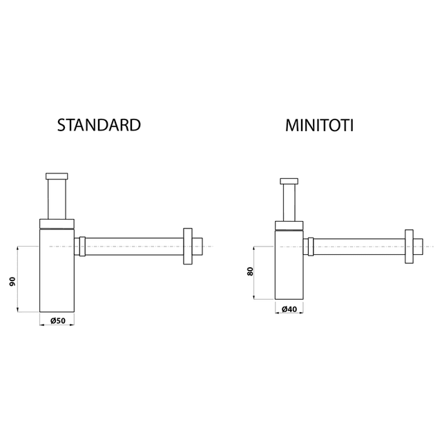 MINITOTI syfon umywalkowy 5/4"-32mm, chrom
