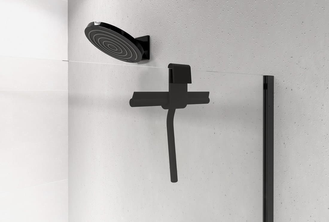 Ściągacz wody do kabiny prysznicowej z uchwytem, matowy czarny